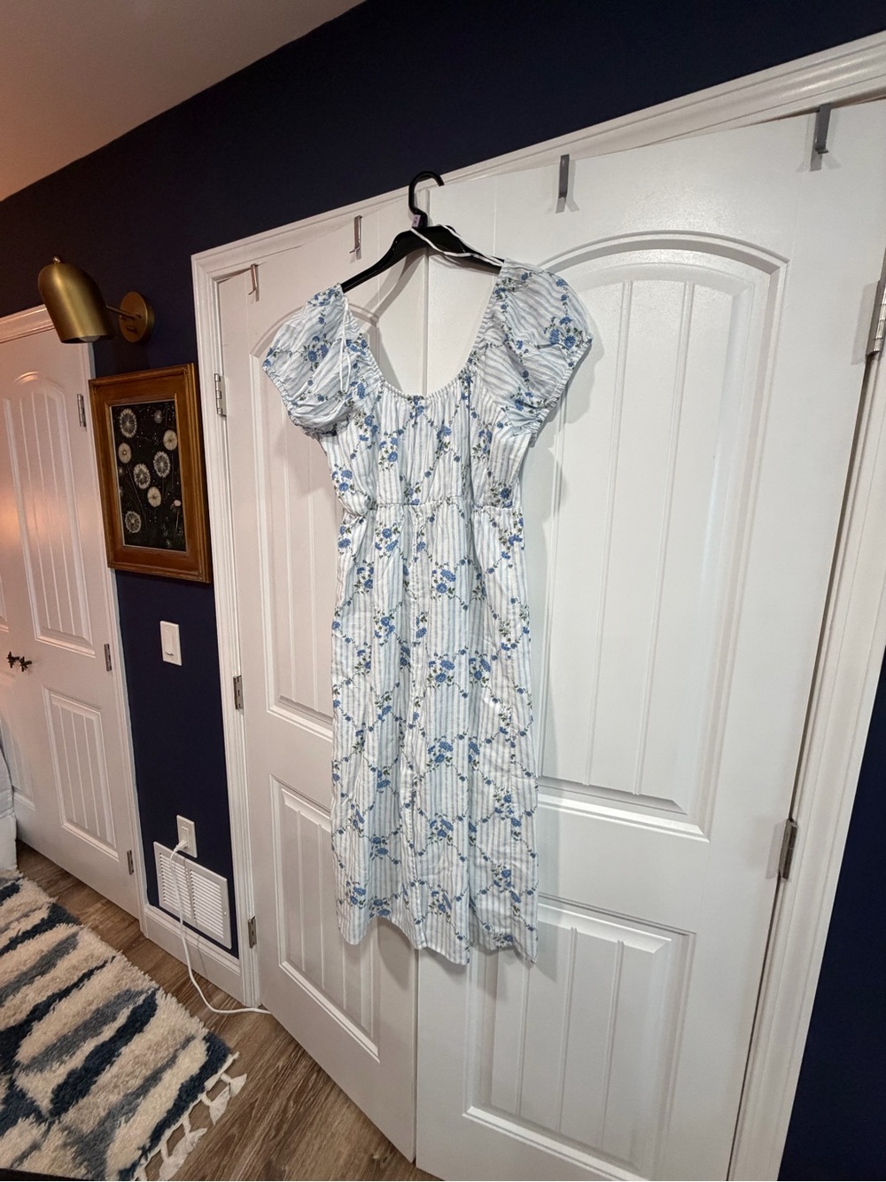 Old Navy blue stripe and floral midi dress